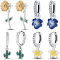 925 Sterling Silver Sunflower Flower Plant Series Drop Earrings For Woman Fashion Party Gifts Elegant S925 Jewelry Accessories.