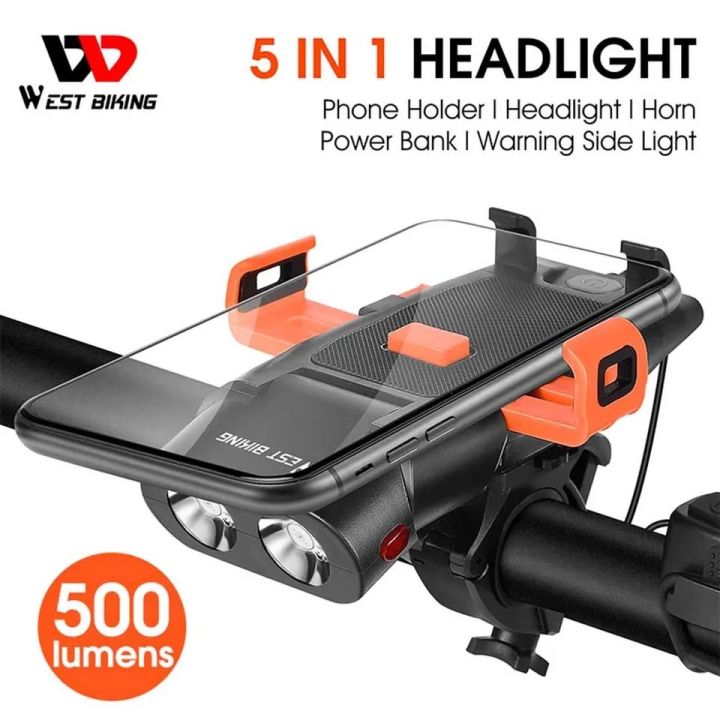 WEST%20BIKING%205%20in%201%20LED%20Headlight%20Combo%0ABicycle%20Front%20Light%20Bicycle%20Light%20Set%20MTB%20Bike%0ALED%20Front%20Headlight%20with%20Horn%20Power%20Bank%20-%20Image%205