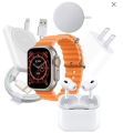 P10 Unique Combination Smartwatch + Airpods Pro + Wireless Power Bank +
2x Ocean Straps +
Charging Head
+ Wireless Magnetic charger +
PD Cable. 