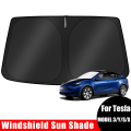 Windshield Sun Shade for 2017-2025 Tesla Model Y/3 (Fit 2025 Model Y Juniper/2024 Model 3 Highland) Upgraded Foldable Sunshade,. 