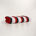 Pure Cotton Bath Towel - 27 x 54 inch - Red & Black Stripes on White.