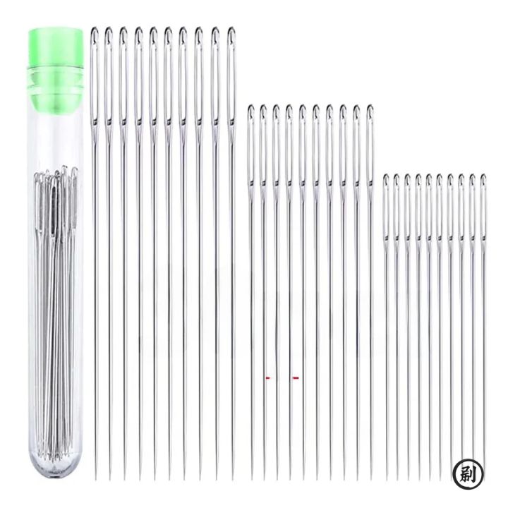 30pcs 3 Sizes Large Eye Sewing Needles Cross Stitch Knitting Needle Handmade Leather Embroidery Thread Needle Sewing Accessory