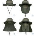 1Pc Fishing Hat for Men & Women, Outdoor UV Sun Protection Wide Brim Hat with Face Cover & Neck Flap. 