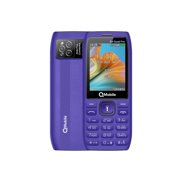 Qmobile E4 Quad Pro - Four Sims - PTA APPROVED - 2.4 Inch Display - 3000mAH Battery - Type c charging - Auto Call Recording - 2,000 Contacts - 1 Year Brand warranty