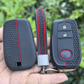 Silicone Car Key Case Cover Keychain For Toyota Corolla Hatchback Cross Yaris Cross Prius Hilux Land Cruiser LC200 LC250 LC300. 