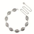 Metal Waist Chain Belt for Women Western Cowgirl Adjustable Concho Silver.