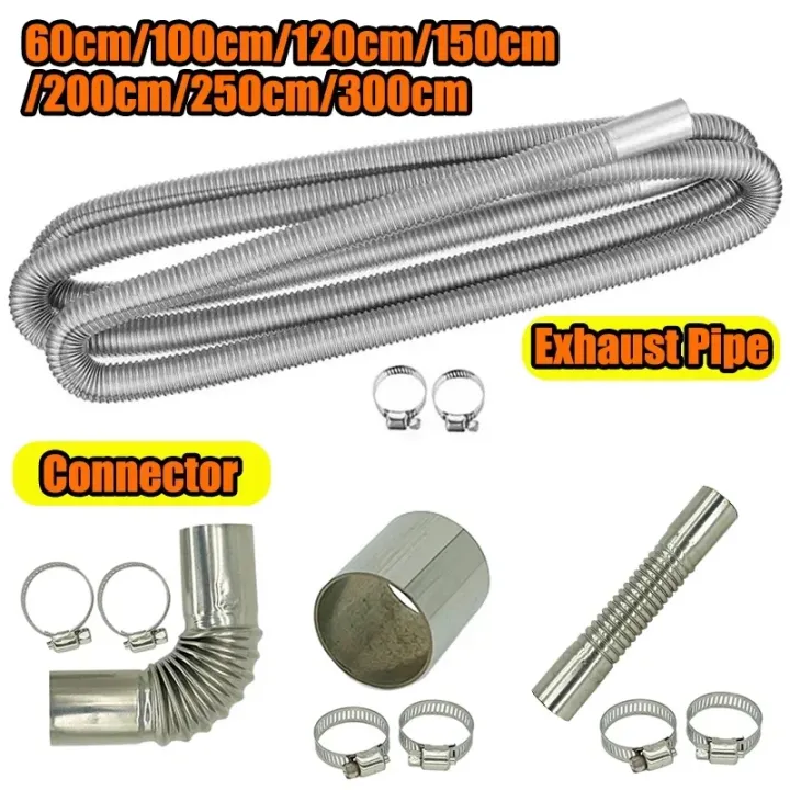 60-300cm%20Air%20Diesel%20Parking%20Heater%20Stainless%20Steel%20Exhaust%20Pipe%20Tube%20Vent%20Hose%20Elbow%20Connector%20Joiner%20W%20/Clamp%20For%20Car%20Truck%20Van%20-%20Image%202