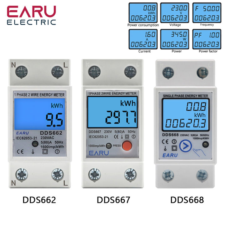 Single Phase LCD Digital Energy Meter Reset Zero kWh Voltage Current