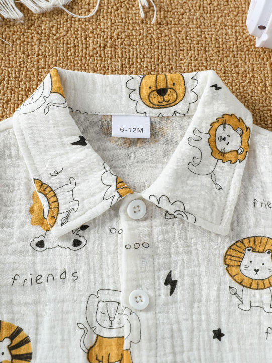 2025%20New%20Summer%20Cartoon%20Printed%20Short-sleeved%20T-shirt%20and%20Shorts,%20Versatile%20Two-piece%20Set%20for%20Baby%20Boys%20-%20Image%205