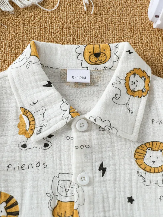 2025%20New%20Summer%20Cartoon%20Printed%20Short-sleeved%20T-shirt%20and%20Shorts,%20Versatile%20Two-piece%20Set%20for%20Baby%20Boys%20-%20Image%205