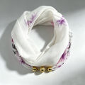 Magnetic Buckle Thin Chiffon Decorative Neck Scarf, Magnolia Print Neck Wrap, Lazy Scarf Quick Easy Fastening Neckerchief. 