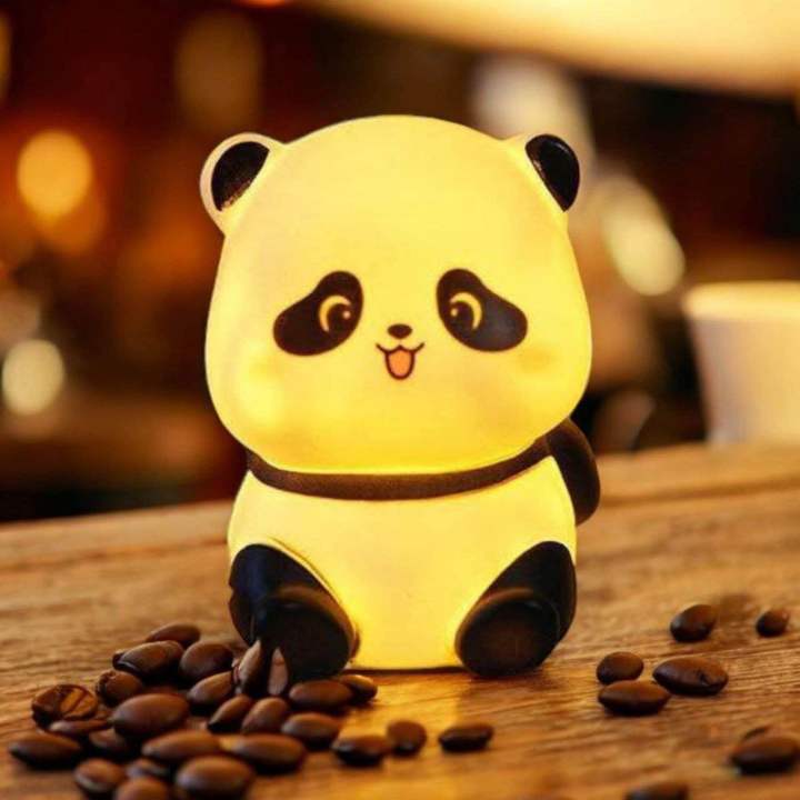 Panda LED Night Light Living Room Cute Panda Plastic Lamp Bedside Decor Creative Kids Night Light Birthday Gift Cake Decor