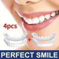 4 pieces of white dentures - adjustable upper and lower dentures for men and women, comfortable fit and natural smile. 