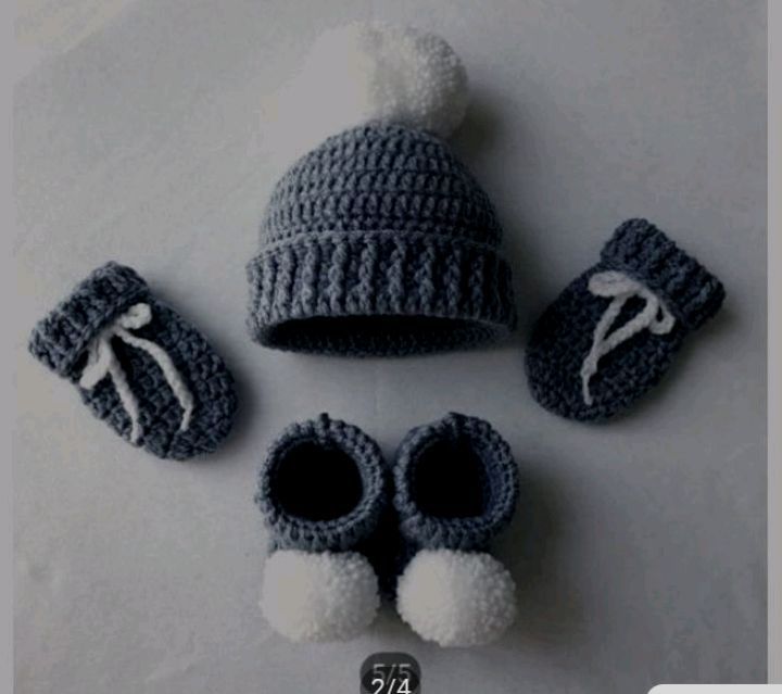 Handmade wool dark grey baby newest winter kit