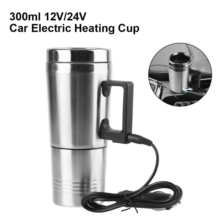 Stainless Steel 12V/24V 300ml Camping Travel Kettle Vehicle Heating Cup Electric Heating Car Kettle