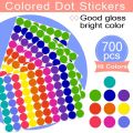 350-700pcs 10 Colors Colorful Dot Glue Stickers, Round Label Paper Round White Circle Round Code Sticker Self-adhesive Label.