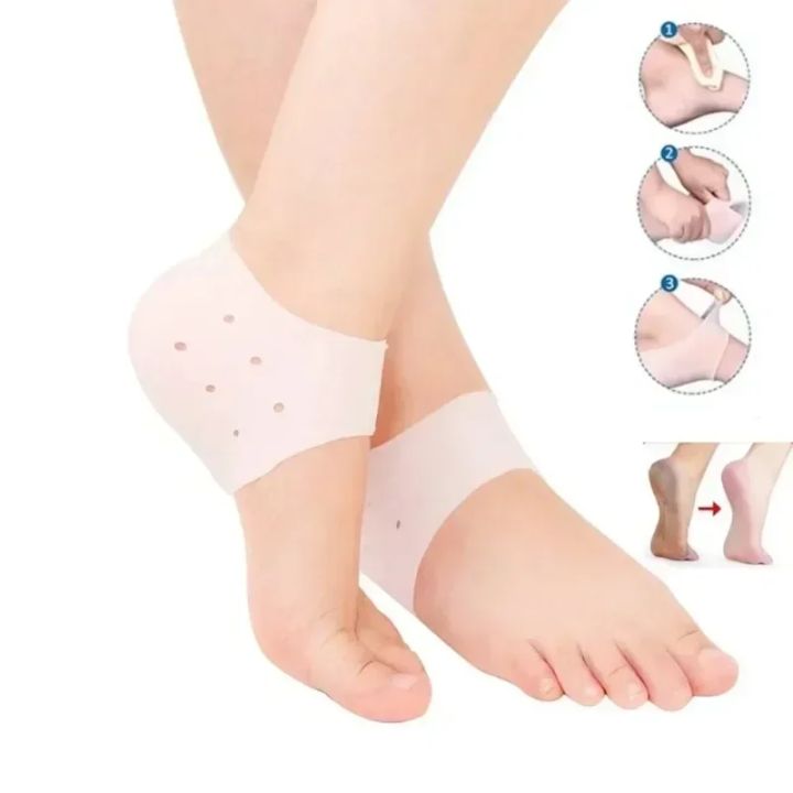 1 Pair Silicone Gel Socks Anti Cracking Liner Heel Socks Elastic ...