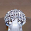 Huitan Brilliant Bridal Rings for Wedding Ceremony Party Full Paved Shiny CZ Stone Silver Color Fashion Luxury Jewelry for Women.