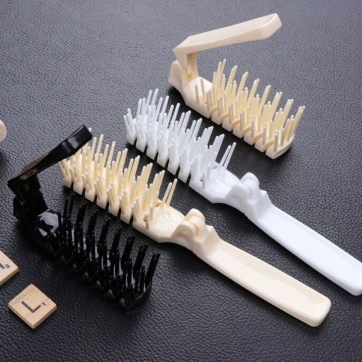 Mini plastic folding hair brush compact pocket size travel comb convenience
