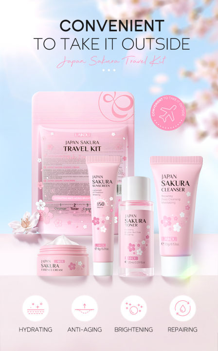 Authentic%20Cute%20Mini%20Laikou%20Japan%20Sakura%20Travel%20Kit%204pcs%20-Cleanser,%20Toner,%20Cream%20&%20Sunscreen%20-%20Image%202