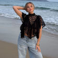 Women's Lace Halter Top Tank Tops Women Top Backless Top Sheer Floral Ruffle Blouse Casual Summer Streetwear Fashion Female Slim.