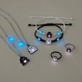 6-Piece Set Luminous Heart & Cute Cartoon Elf Pendants Couple Necklace Ring Bracelet Women's Fashion Jewelry Set. 