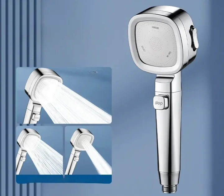 High Pressure Shower Head with 3 Modes Adjustable Water Saving One-Key ...