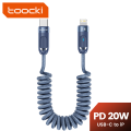 Toocki PD 20W Type C To Lightning fast Charger Cable For iPhone 14 13 12 11 Pro Max Plus XR XS Spring Telescopic Charging Wire.