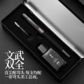 Hongdian 6013 Matte Black Fine Nib Fountain Pen with Metal Box Titanium Black Gift Pen Set.