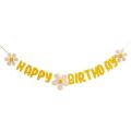 New Baby Shower Daisy Happy Birthday Banner White Flower Birthday Sign Garland Decoration Happy Daisy Flag Yellow Flower Party.