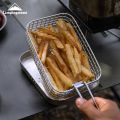 CAMPINGMOO Outdoor Fried Nets and Baskets, Camping Folding 304 Stainless Steel Fried French Fries, Picnic Lunch Boxes, S-1218.