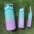 Motivational Water Bottle Set of 3 with Time Marker, Leakproof Durable Non-Toxic Sipper Water bottle for office, School Gallon Water bottle for gym. 