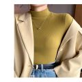2025 New Knitted Half-turtleneck Pullovers Women Bottom Shirts Sweater Jumper Elegant Korean Fashion Long-sleeved Tops Knitwear.