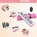 Melodica 32 Key Pianica Portable with Carrying Bag Short and Long Mouthpieces for Beginners Kids Gift. 