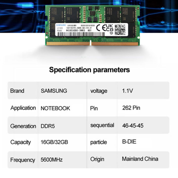SAMSUNG%20RAM%2032GB%2016GB%208GB%20DDR5%205600MHz%204800MHz%20SODIMM%20Single%20Rank%201.1V%20262-Pin%20Laptop%20RAM%20Memory%20-%20Image%202