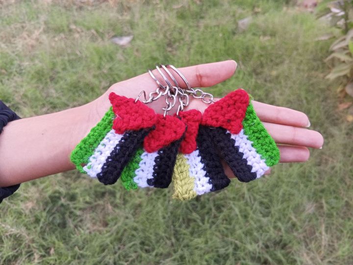 Palestine crochet keychain and painted canvas