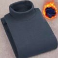 Winter Mens High Quality Half Turtleneck Velvet Top Long Sleeve Solid Color Men Clothing Double-sided Velvet Thermal Underwer.