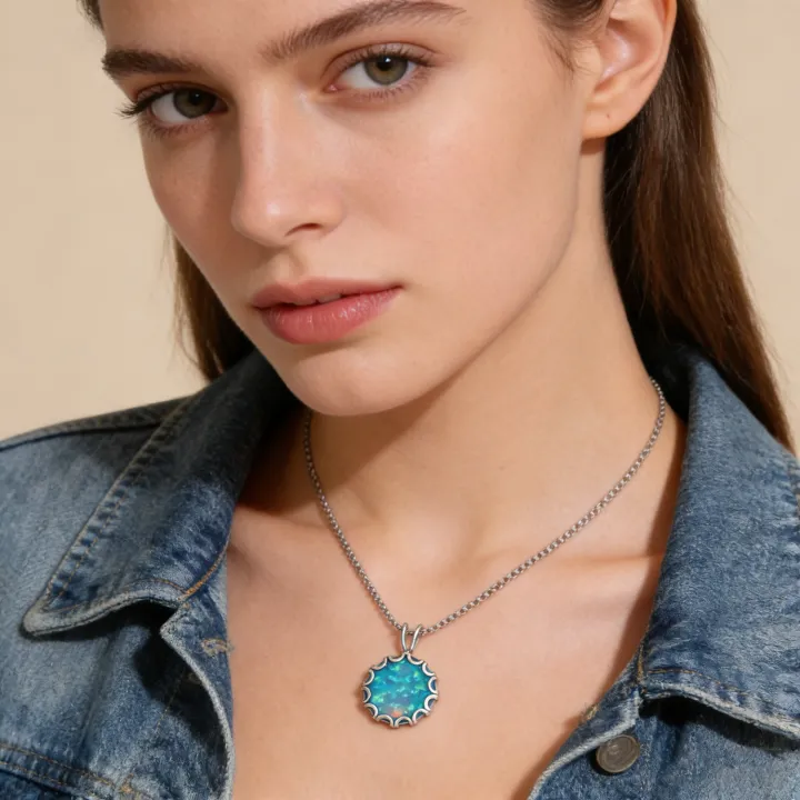 Wave%20Frame%20Opal%20Pendant%20Necklace,Round%20Blue%20Green%20Opal%20with%20Red%20Fire,White%20K%20Plated%20Floral%20Jewelry,Dainty%20Charms%20Gift%20for%20Women%20-%20Image%205