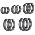 5 Pairs Classic 3mm Wide Stainless Steel Black Color Huggie Hoop Earrings Set for Men Women Hypoallergenic Minimalist Jewelry. 