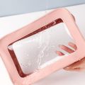 LUSQI Minimalist Transparent PVC Waterproof Cosmetic Leather Makeup Bag Travel Portable Toiletry Bag.