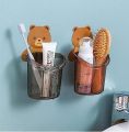Toothbrush Holder Cute Bear Storage Rack Wall-mounted Bathroom Accessories Set Tooth Brush Stand Shelf Bathroom Accessories. 