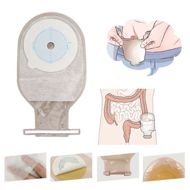 10Pcs Colostomy Bags Disposable Adhesive One Piece Drainable Ostomy Pouch Supplies for Ileostomy One Piece Colostomy Bags