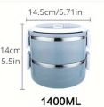 2 Layer Stainless Steel Lunch Box Round Thermal Insulated Food Warmer. 