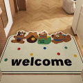 VIKAMA Cartoon Cute Bear Crystal Velvet Carpet Living Room Bathroom Entrance Door Door Dirty And Non-Slip Mat Home Decoration. 