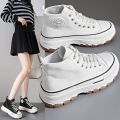 2024 New Women High Top Sneakers Lace-Up Casual Plarform Height Canvas Non-slip Wear Resistant Spring Female Vulcanize Shoes. 