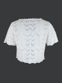 Women's knitting beach short-sleeved wispy knit cardigan.