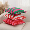 BUYNOW 1PC Striped Lace Velvet Pillowcase 18X18Inch Pillowcases Soft Cozy Cushion Cases for Couch Bedroom Living Room Home Decor. 