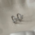 New Trendy Four-pointed Star Hoop Earrings For Women Simple Asymmetric Silver Color Earring Aesthetic Jewelry . 