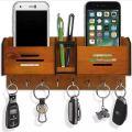 Wooden Wall-Mounted Key Holder and Mobile Stand Universal Organizer 12x5 Inches. 