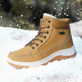 Men Boots Winter Outdoor Walking Mountaineering Shoes Casual Warm Black Ankle Boots Yellow Sneakers Warm Fur Snow Boot. 